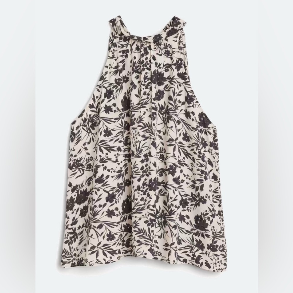 Kayleigh Black Floral Halter Tank Top - 2X